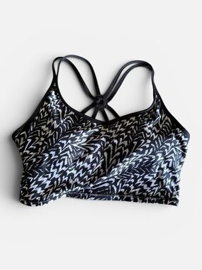 Activ8 Black & White Patterned Strappy Sports Bralette -Size M